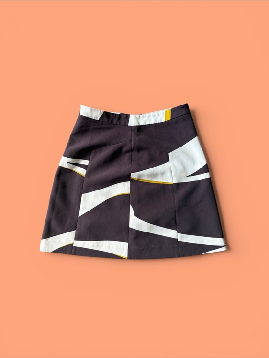 Zara Dresses & Skirts - Zara Black Mini Skirt with White and Yellow Graphic Panels
